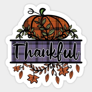 Thankful Plaid Pumpkin Cottagecore Fall Sticker